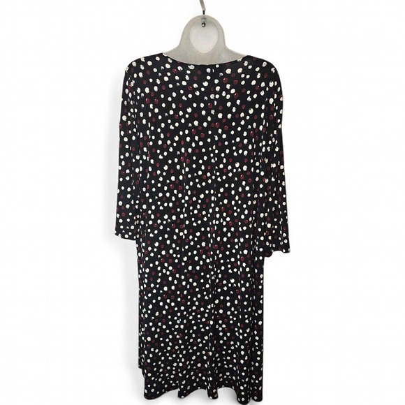 Karen Kane Plus Size 3X Polka Dot Midi Dress Black White Red 3/4 Sleeve USA - Picture 4 of 10